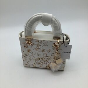 Aldo Florensee White Gold Floral Butterfly Mini Top Handle Crossbody Bag NWT